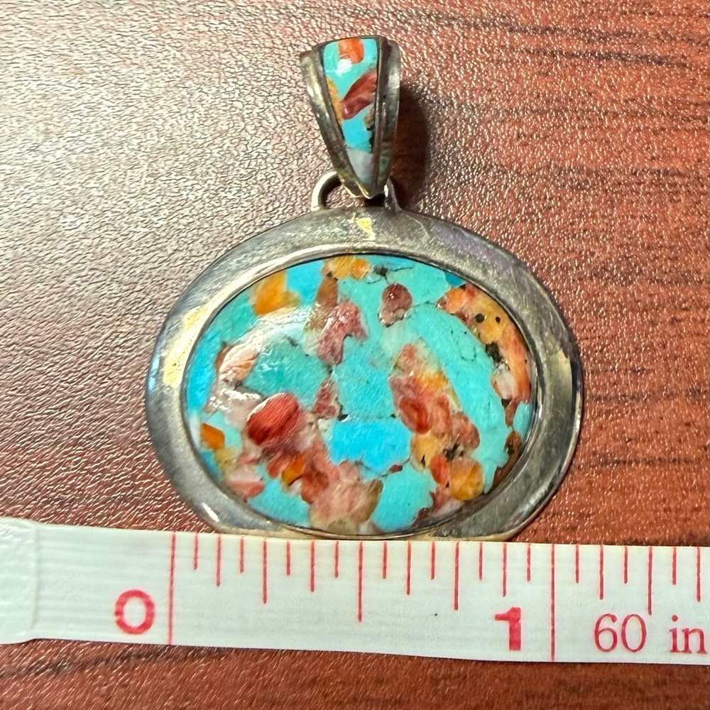Turquoise and Coral Pendant
